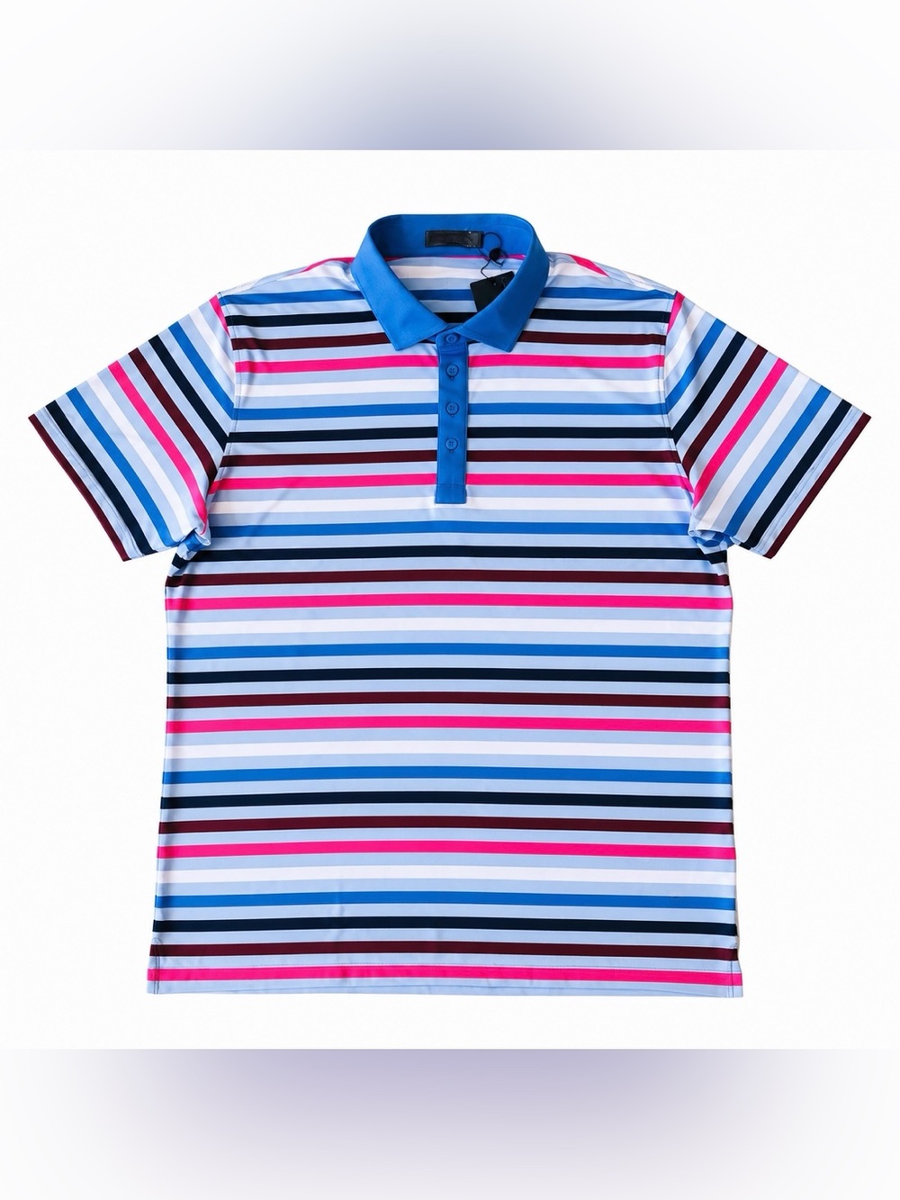 G/FORE Favourite Stripe Golf Polo Shirt - Men’s Size XXL - Baja Blue